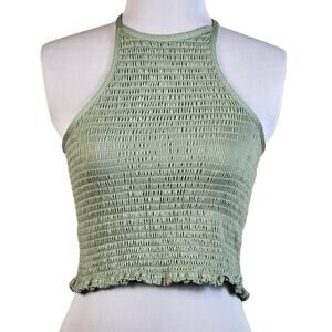 Love Streak Women Small Green High Neck Backless Tie Halter Summer Festival Boho